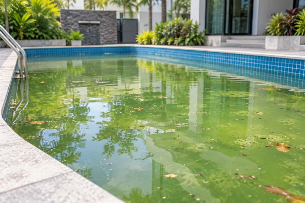 Nước hồ bơi bị xanh
